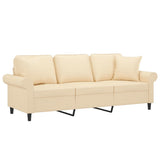 3-Seater Sofa with Pillows&Cushions Cream 180 cm Fabric - Side View