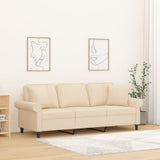 3-Seater Sofa with Pillows&Cushions Cream 180 cm Fabric