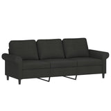 3-Seater Sofa with Pillows&Cushions Black 180 cm Fabric - Top-Down View