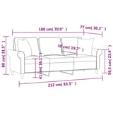 3-Seater Sofa with Pillows&Cushions Black 180 cm Fabric - Close-Up Angle