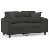 2-Seater Sofa with Pillows&Cushions Dark Grey 120 cm Microfibre Fabric