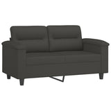2-Seater Sofa with Pillows&Cushions Dark Grey 120 cm Microfibre Fabric