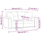 2-Seater Sofa with Pillows&Cushions Dark Grey 120 cm Microfibre Fabric