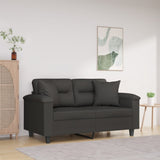 2-Seater Sofa with Pillows&Cushions Dark Grey 120 cm Microfibre Fabric