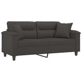 2-Seater Sofa with Pillows&Cushions Dark Grey 140 cm Microfibre Fabric - Side View