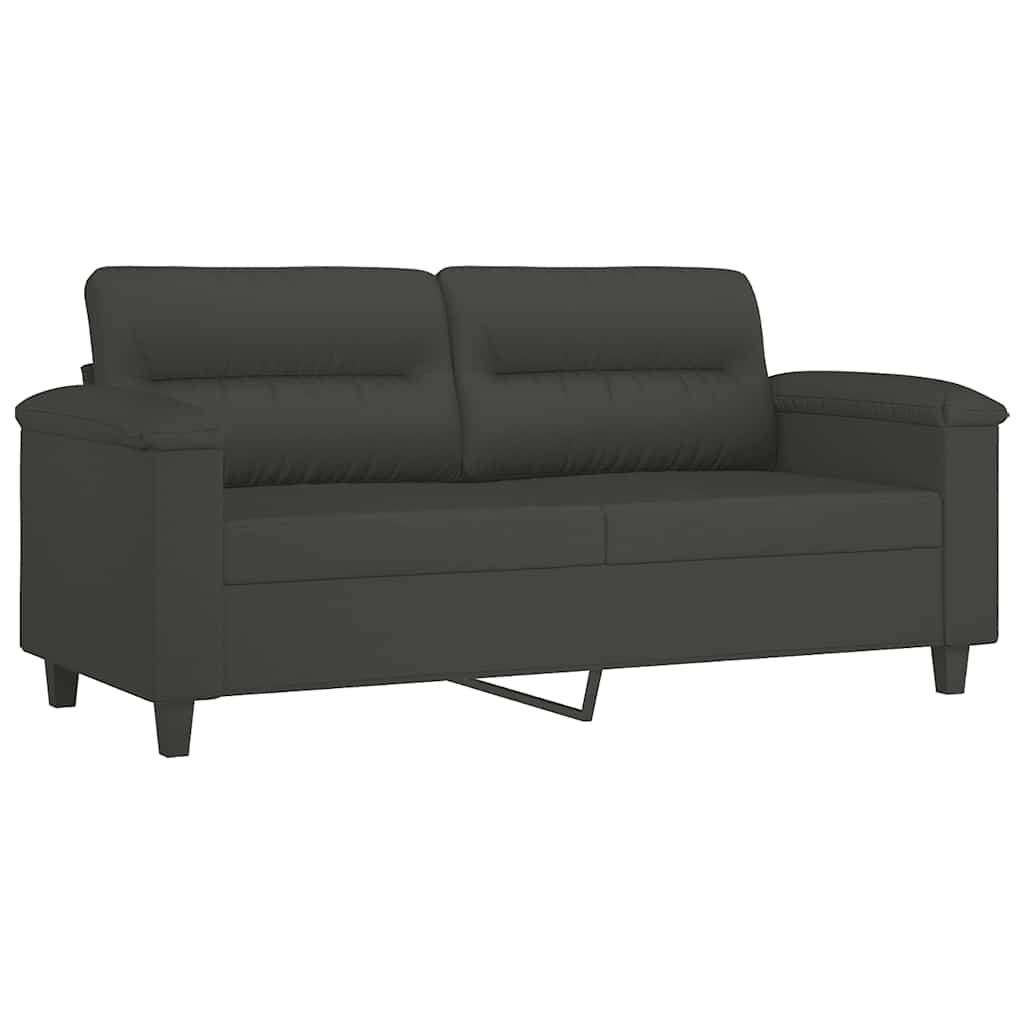 2-Seater Sofa with Pillows&Cushions Dark Grey 140 cm Microfibre Fabric