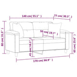2-Seater Sofa with Pillows&Cushions Dark Grey 140 cm Microfibre Fabric - Close-Up Angle