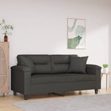 2-Seater Sofa with Pillows&Cushions Dark Grey 140 cm Microfibre Fabric