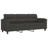 3-Seater Sofa with Pillows&Cushions Dark Grey 180 cm Microfibre Fabric - Top-Down View