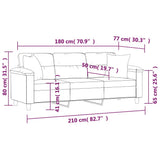 3-Seater Sofa with Pillows&Cushions Dark Grey 180 cm Microfibre Fabric - Close-Up Angle