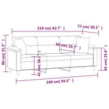 3-Seater Sofa with Pillows&Cushions Dark Grey 210 cm Microfibre Fabric
