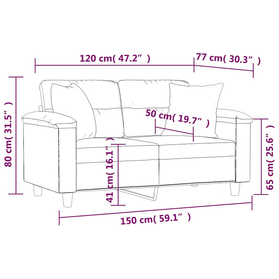 2-Seater Sofa with Pillows&Cushions Black 120 cm Faux Leather