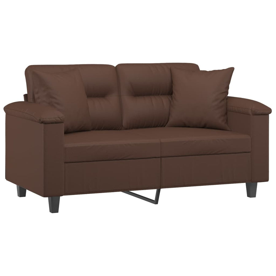 2-Seater Sofa with Pillows&Cushions Brown 120 cm Faux Leather