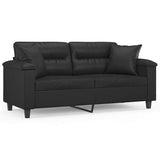 2-Seater Sofa with Pillows&Cushions Black 140 cm Faux Leather