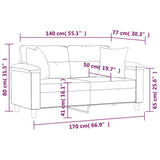 2-Seater Sofa with Pillows&Cushions Black 140 cm Faux Leather - Close-Up Angle