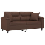 2-Seater Sofa with Pillows&Cushions Brown 140 cm Faux Leather