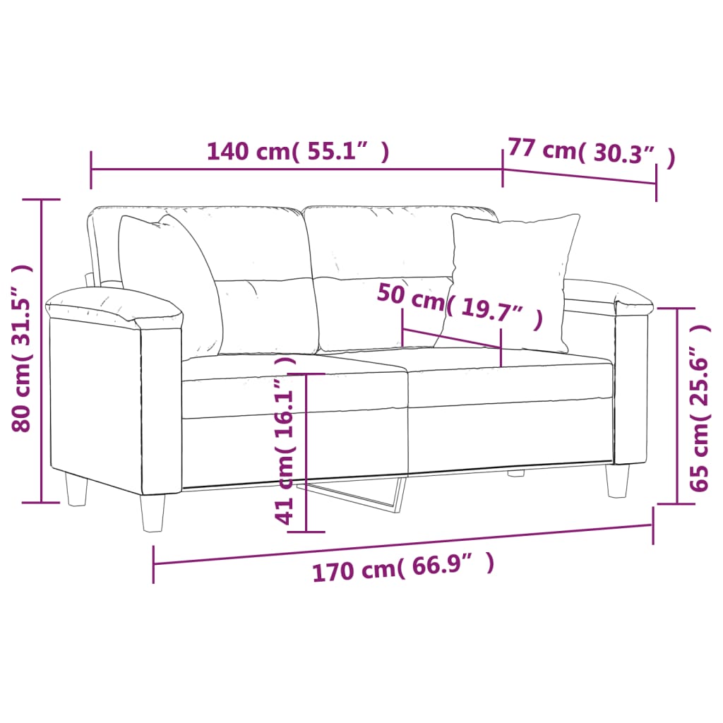 2-Seater Sofa with Pillows&Cushions Brown 140 cm Faux Leather