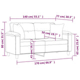 2-Seater Sofa with Pillows&Cushions Brown 140 cm Faux Leather
