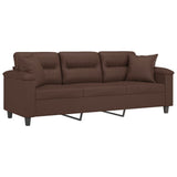 3-Seater Sofa with Pillows&Cushions Brown 180 cm Faux Leather