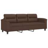 3-Seater Sofa with Pillows&Cushions Brown 180 cm Faux Leather