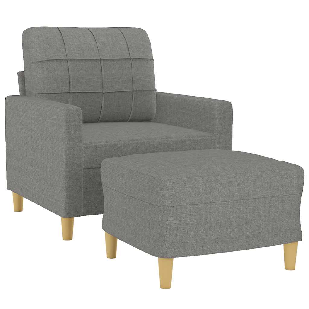 Sofa Chair with Footstool Dark Grey 60 cm Fabric