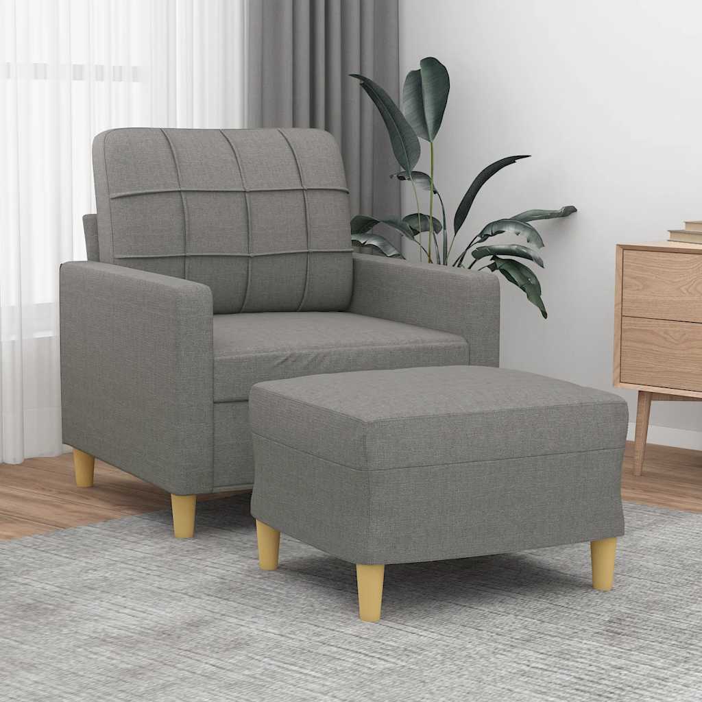 Sofa Chair with Footstool Dark Grey 60 cm Fabric