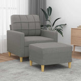 Sofa Chair with Footstool Dark Grey 60 cm Fabric