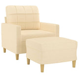 Sofa Chair with Footstool Cream 60 cm Fabric