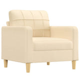 Sofa Chair with Footstool Cream 60 cm Fabric