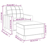 Sofa Chair with Footstool Cream 60 cm Fabric - Close-Up Angle