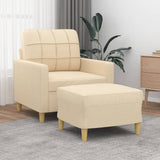 Sofa Chair with Footstool Cream 60 cm Fabric