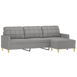 3-Seater Sofa with Footstool Light Grey 210 cm Fabric
