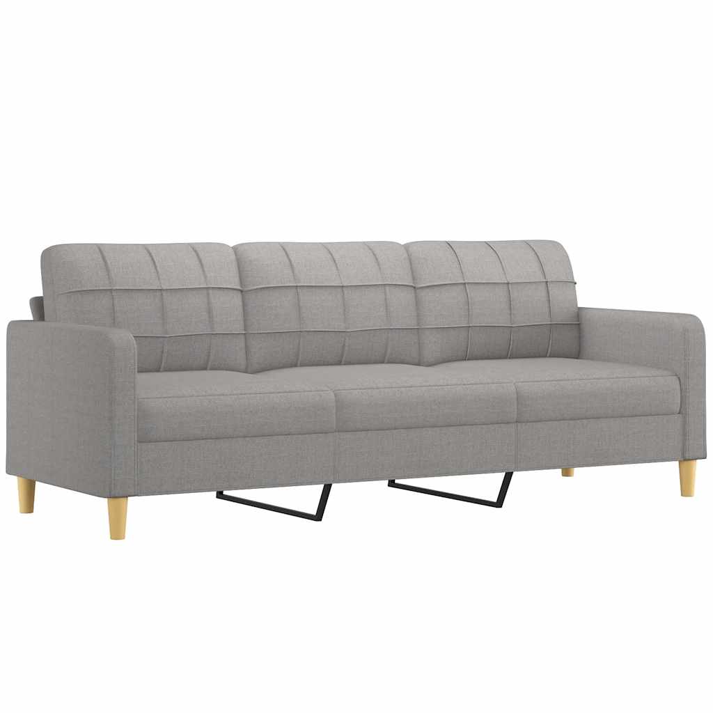 3-Seater Sofa with Footstool Light Grey 210 cm Fabric