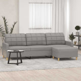 3-Seater Sofa with Footstool Light Grey 210 cm Fabric