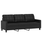 3-Seater Sofa with Footstool Black 180 cm Faux Leather - Top-Down View