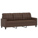 3-Seater Sofa with Footstool Brown 180 cm Faux Leather - Top-Down View