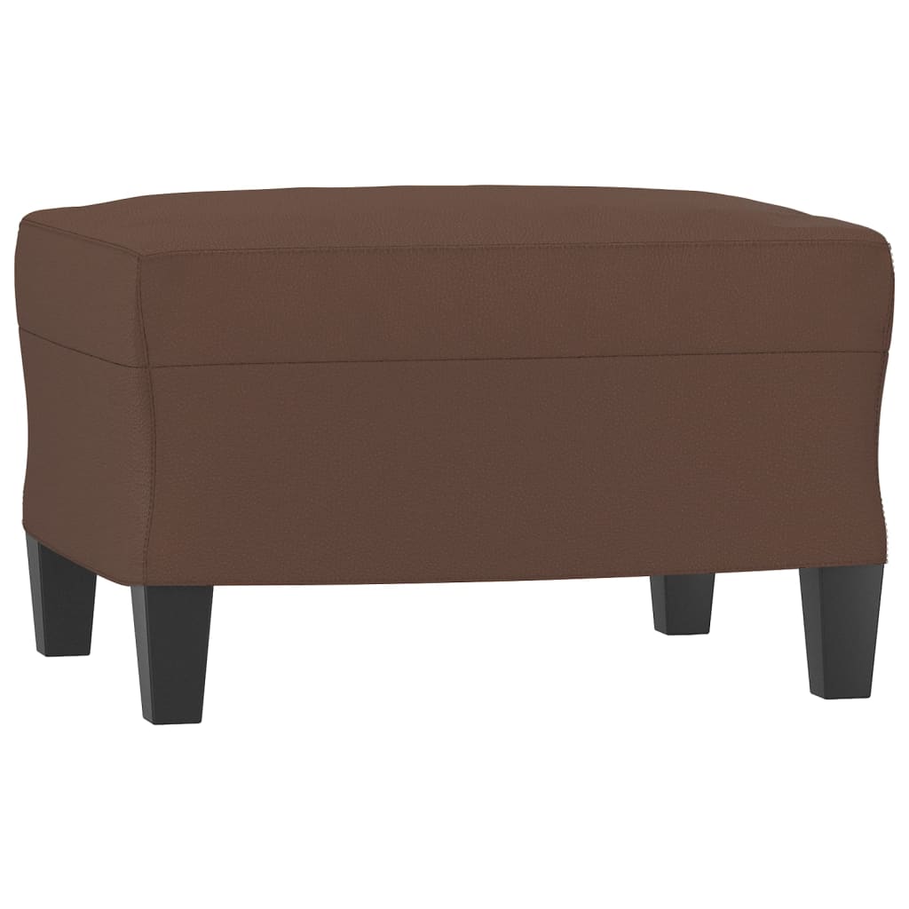 3-Seater Sofa with Footstool Brown 180 cm Faux Leather