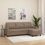 3-Seater Sofa with Footstool Cappuccino 180 cm Faux Leather