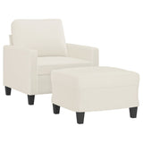 Sofa Chair with Footstool Cream 60 cm Faux Leather - Side View