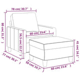Sofa Chair with Footstool Cream 60 cm Faux Leather