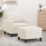 Sofa Chair with Footstool Cream 60 cm Faux Leather