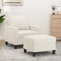 Sofa Chair with Footstool Cream 60 cm Faux Leather