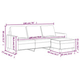 3-Seater Sofa with Footstool Black 180 cm Faux Leather - Close-Up Angle