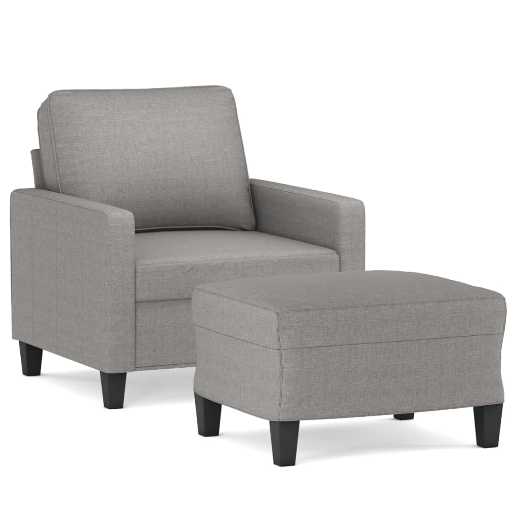 Sofa Chair with Footstool Light Grey 60 cm Fabric