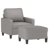 Sofa Chair with Footstool Light Grey 60 cm Fabric