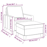 Sofa Chair with Footstool Light Grey 60 cm Fabric