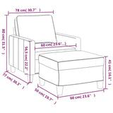 Sofa Chair with Footstool Dark Grey 60 cm Fabric - Close-Up Angle