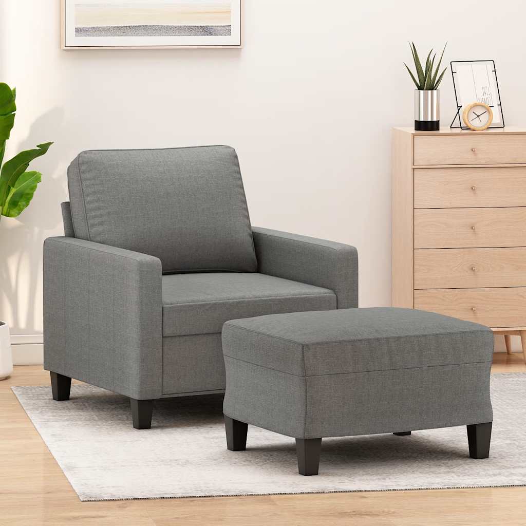 Sofa Chair with Footstool Dark Grey 60 cm Fabric