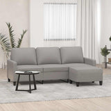 3-Seater sofa with footstool Light Grey 180 cm Fabric