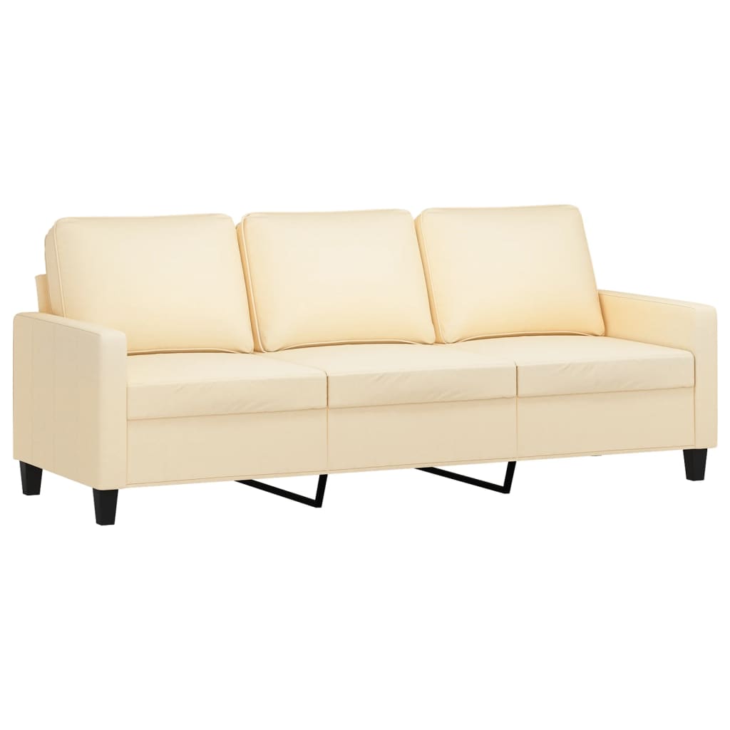 3-Seater Sofa with Footstool Cream 180 cm Fabric